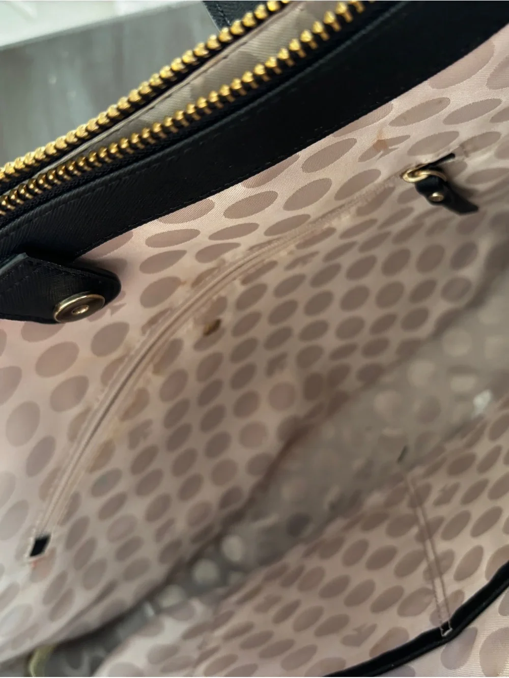 kate spade black saffiano tote with gold hardware